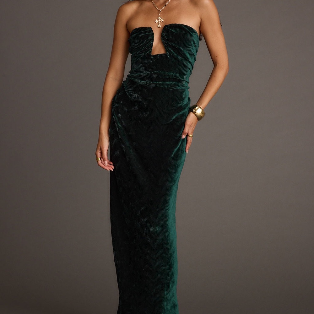 12th Tribe Jones Emerald Velvet Maxi Dress Size L
